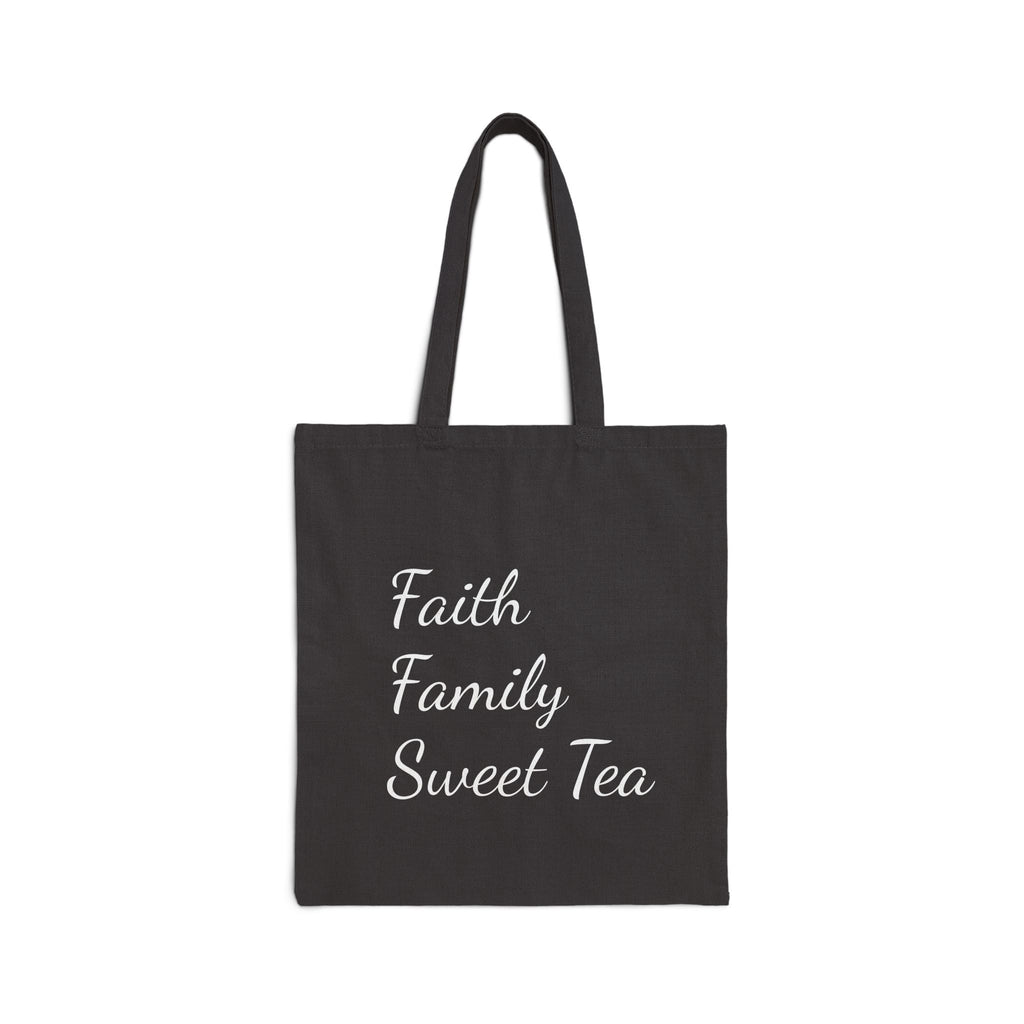 Faith • Family • Sweet Tea Canvas Tote Bag — Script Grocery & Everyday Shopper