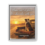 Sunset Dog on Vintage Truck Matte Canvas Framed