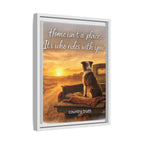 Sunset Dog on Vintage Truck Matte Canvas Framed