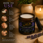 Lavender Tallow Balm – Grass Fed Beef Tallow & Organic Jojoba Oil | 4 oz