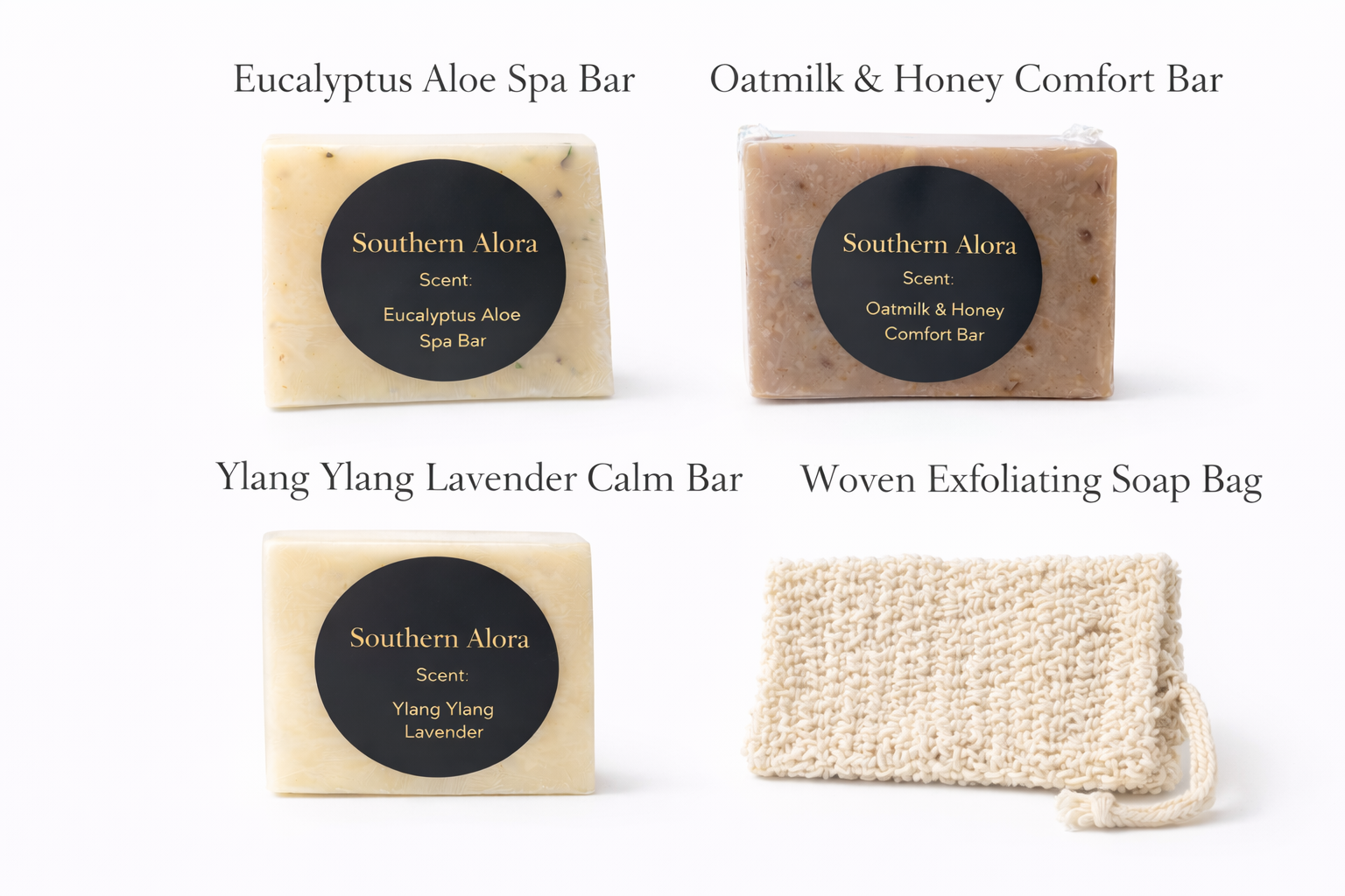 Artisan Soap Sampler Set – 3 Cold Process Soap Bars + Exfoliating Bag