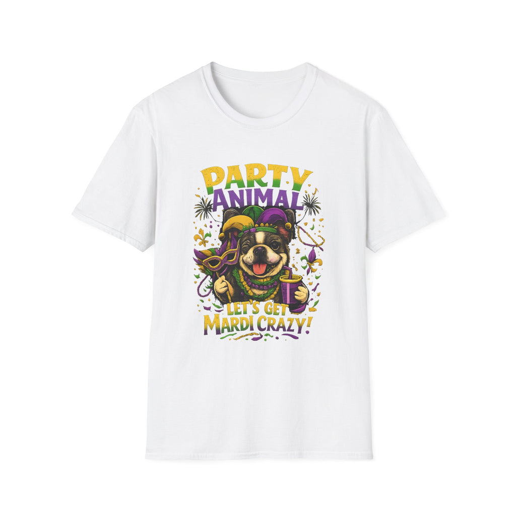 Party Animal Mardi Gras Dog T-Shirt | Let's Get Mardi Crazy!