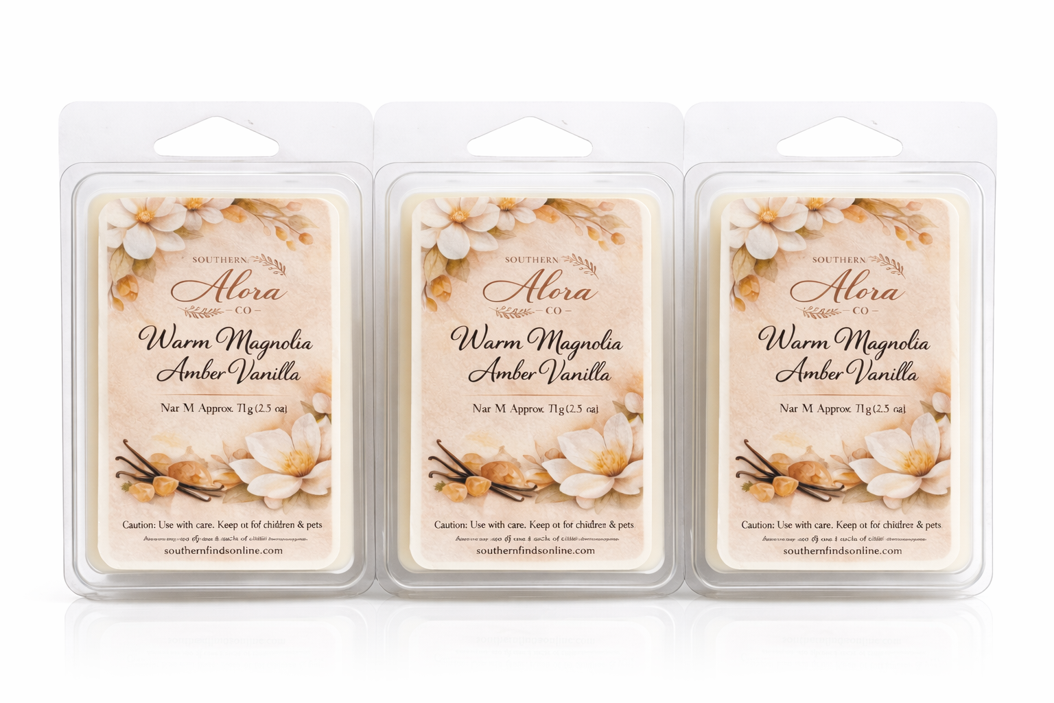 Warm Magnolia Amber Vanilla Wax Melts – 3 Pack