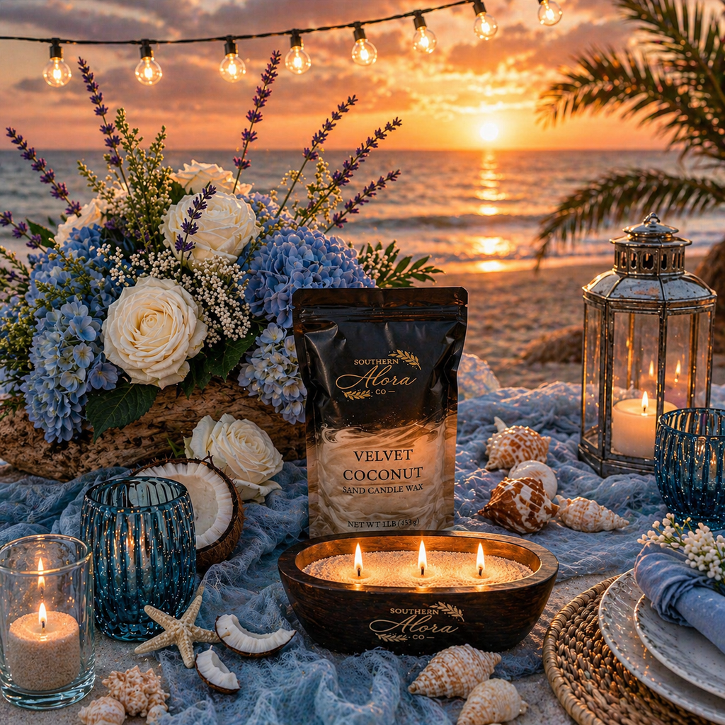 Velvet Coconut Sand Candle Wax – Luxury Coastal Candle Experience | Southern Alora Co