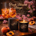 Peach Blossom Breeze Candle – Luxury Soy Blend Candle, 10 oz Jar (9 oz Net Fill), Sweet Peach & Floral Scent, Fresh Spring Candle for Home, Long Lasting| Southern Alora Co