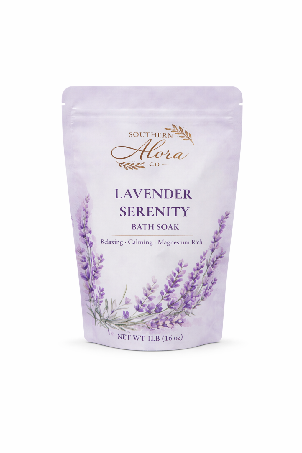 Lavender Serenity Mineral Bath Soak – Epsom & Dead Sea Salt Lavender Bath Salts | 1 lb | Southern Alora