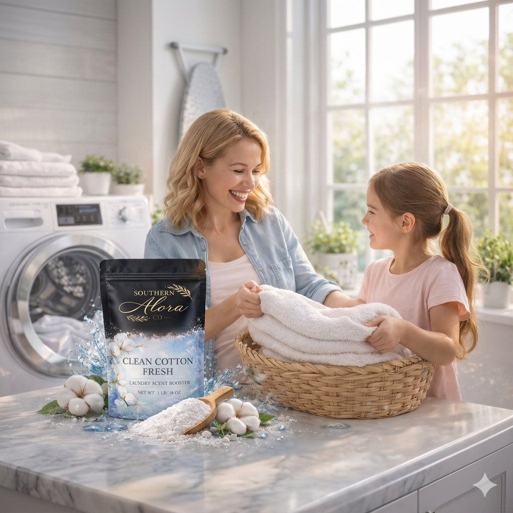 Clean Cotton Fresh Laundry Scent Booster | Long-Lasting Fabric Fragrance | Southern Alora Co
