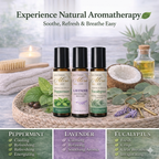 Essential Oil Roll-On Trio – Peppermint, Lavender & Eucalyptus | Aromatherapy Set