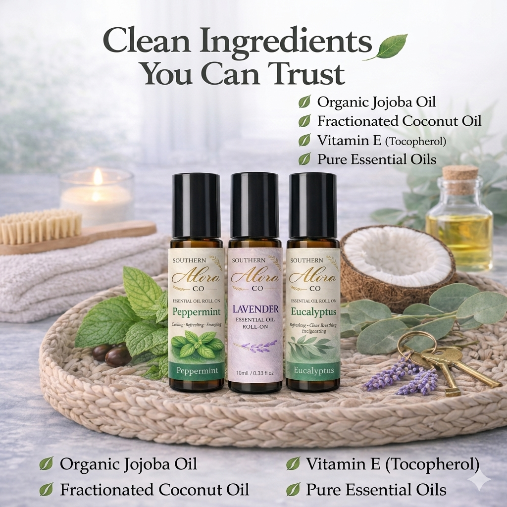 Essential Oil Roll-On Trio – Peppermint, Lavender & Eucalyptus | Aromatherapy Set