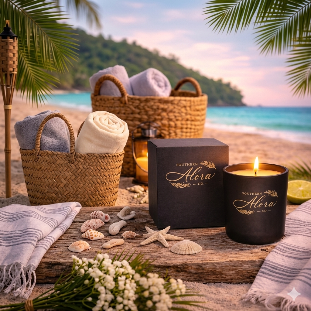 Weekend on the Gulf Candle – Luxury Soy Blend Candle, 10 oz Jar (9 oz Net Fill), Fresh Coastal Citrus Scent, Beach Inspired Candle for Home, Long Lasting| Southern Alora Co