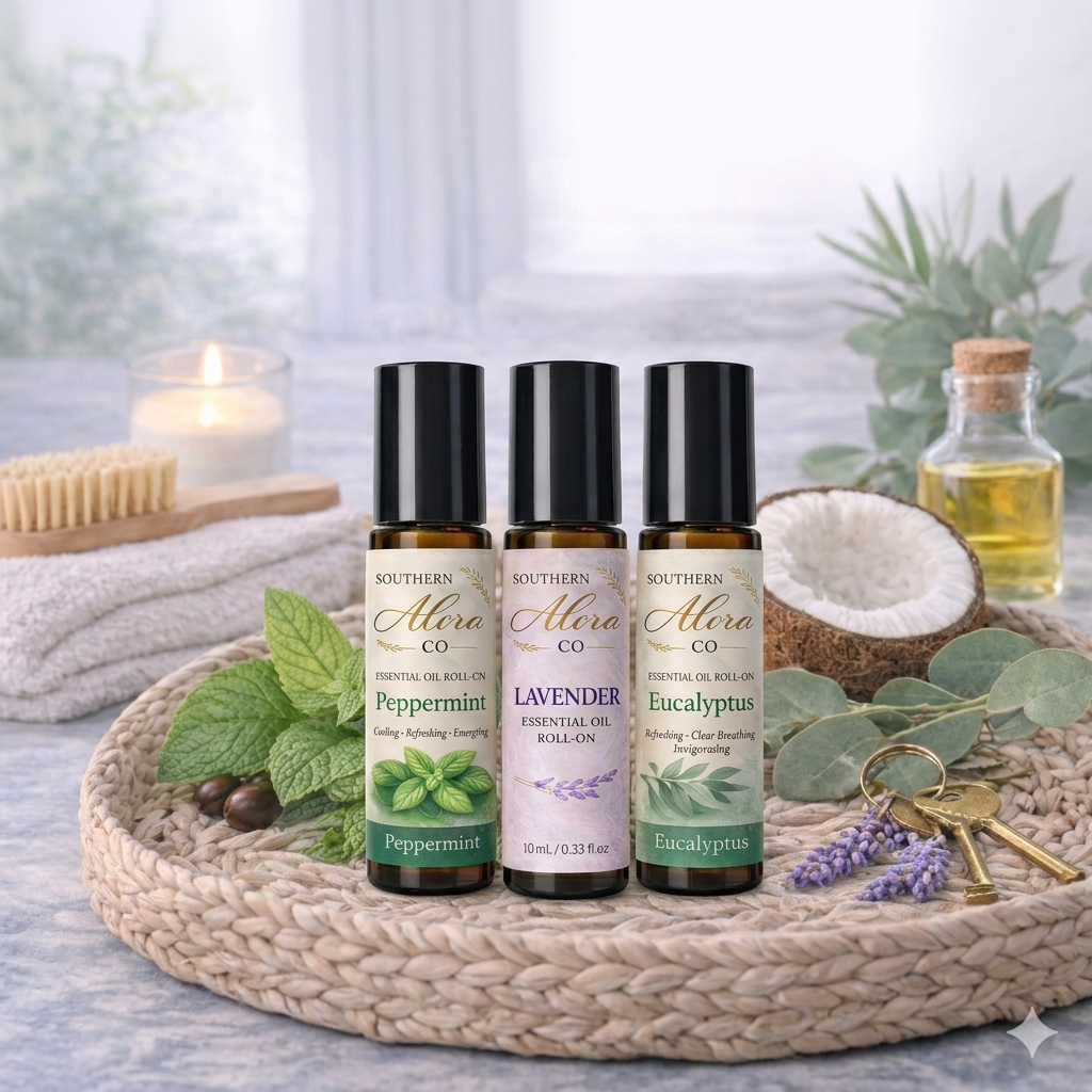 Essential Oil Roll-On Trio – Peppermint, Lavender & Eucalyptus | Aromatherapy Set
