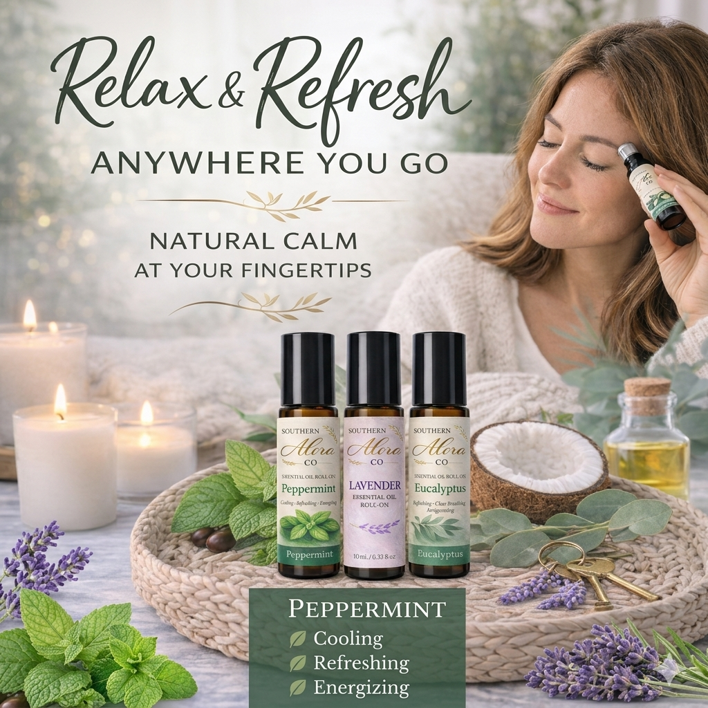 Essential Oil Roll-On Trio – Peppermint, Lavender & Eucalyptus | Aromatherapy Set