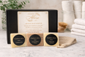 Artisan Soap Sampler Set – 3 Cold Process Soap Bars + Exfoliating Bag