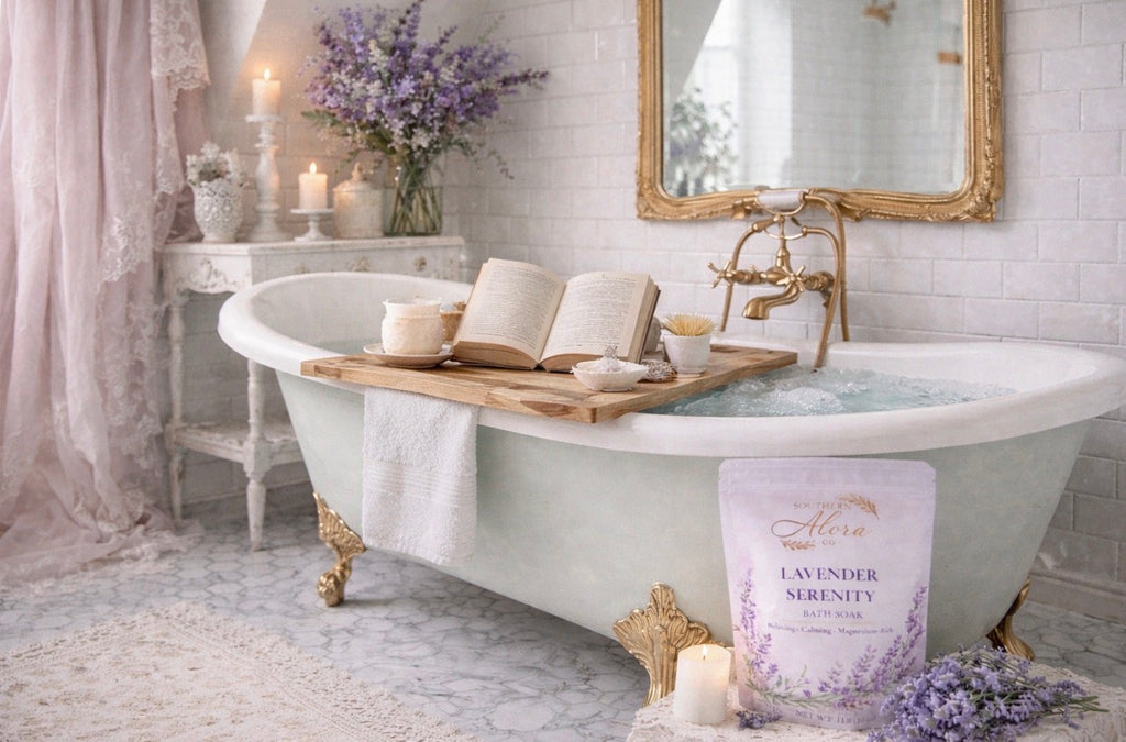 Lavender Serenity Mineral Bath Soak – Epsom & Dead Sea Salt Lavender Bath Salts | 1 lb | Southern Alora