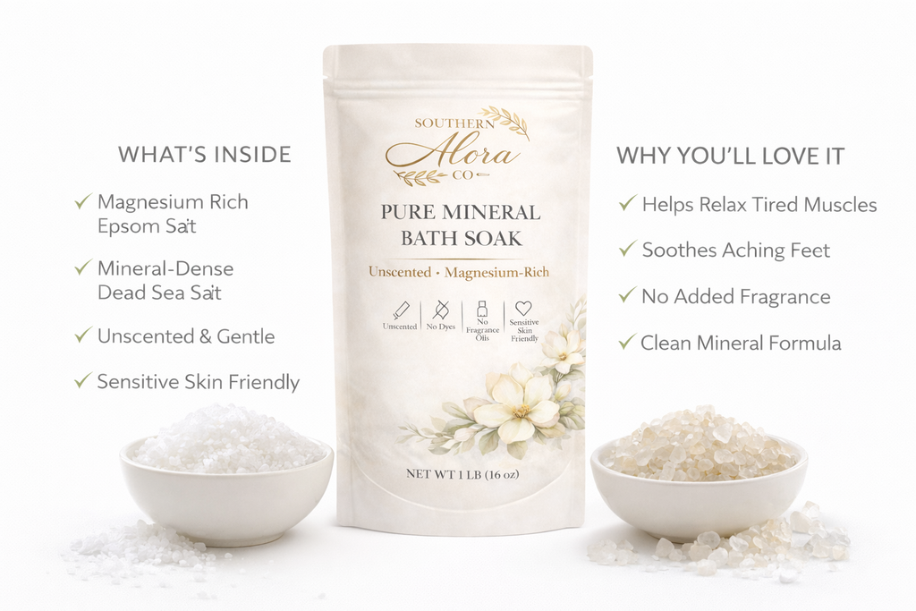 Pure Mineral Bath Soak – Unscented & Magnesium-Rich | 1 lb