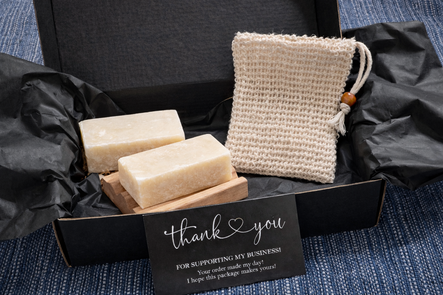 Southern Alora Co Ylang Ylang & Lavender Soap Gift Set – Handmade Soap Bars with Sisal Soap Saver & Wood Soap Dish, Gift Ready