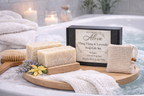 Southern Alora Co Ylang Ylang & Lavender Soap Gift Set – Handmade Soap Bars with Sisal Soap Saver & Wood Soap Dish, Gift Ready