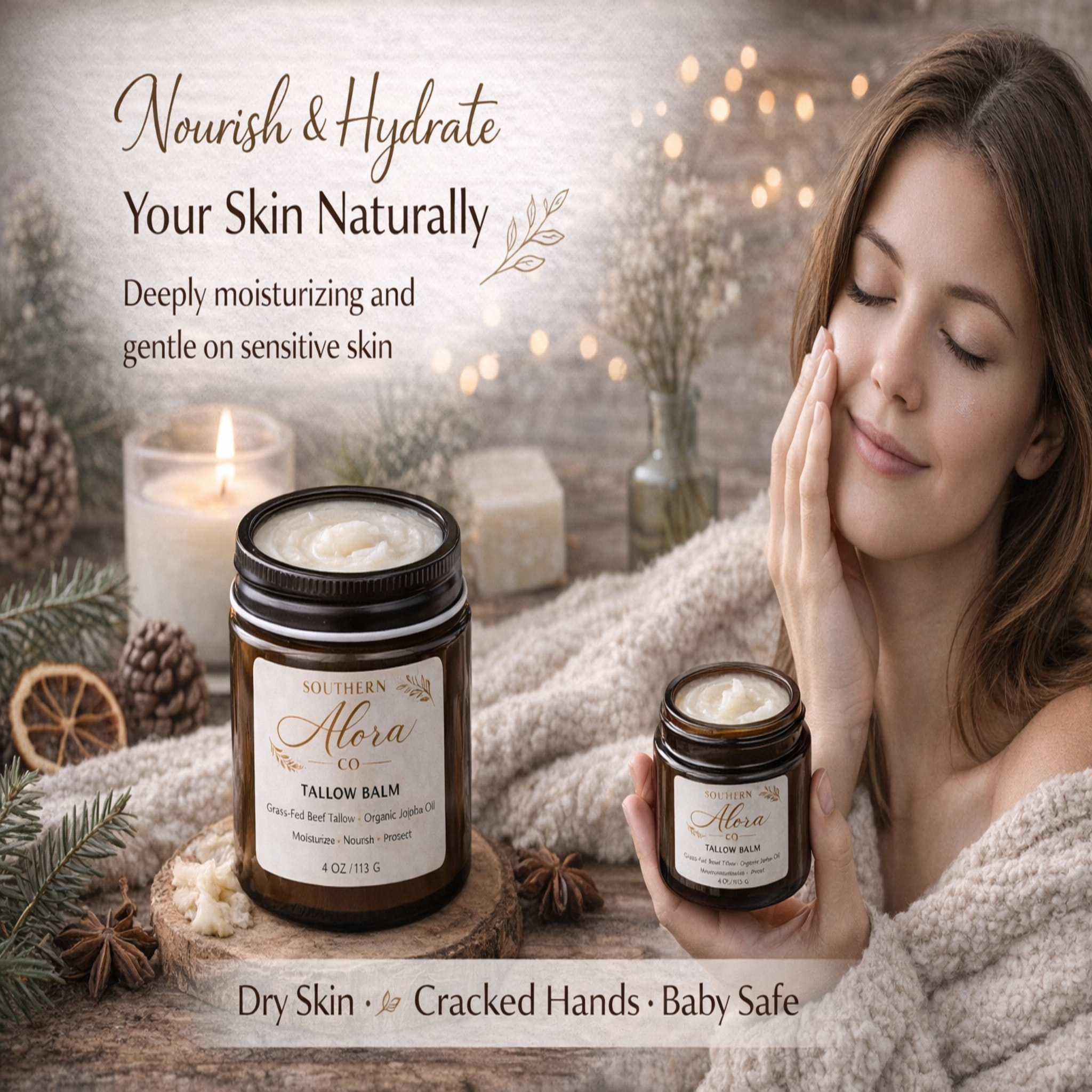 Grass-Fed Beef Tallow Balm – Face & Body Moisturizer