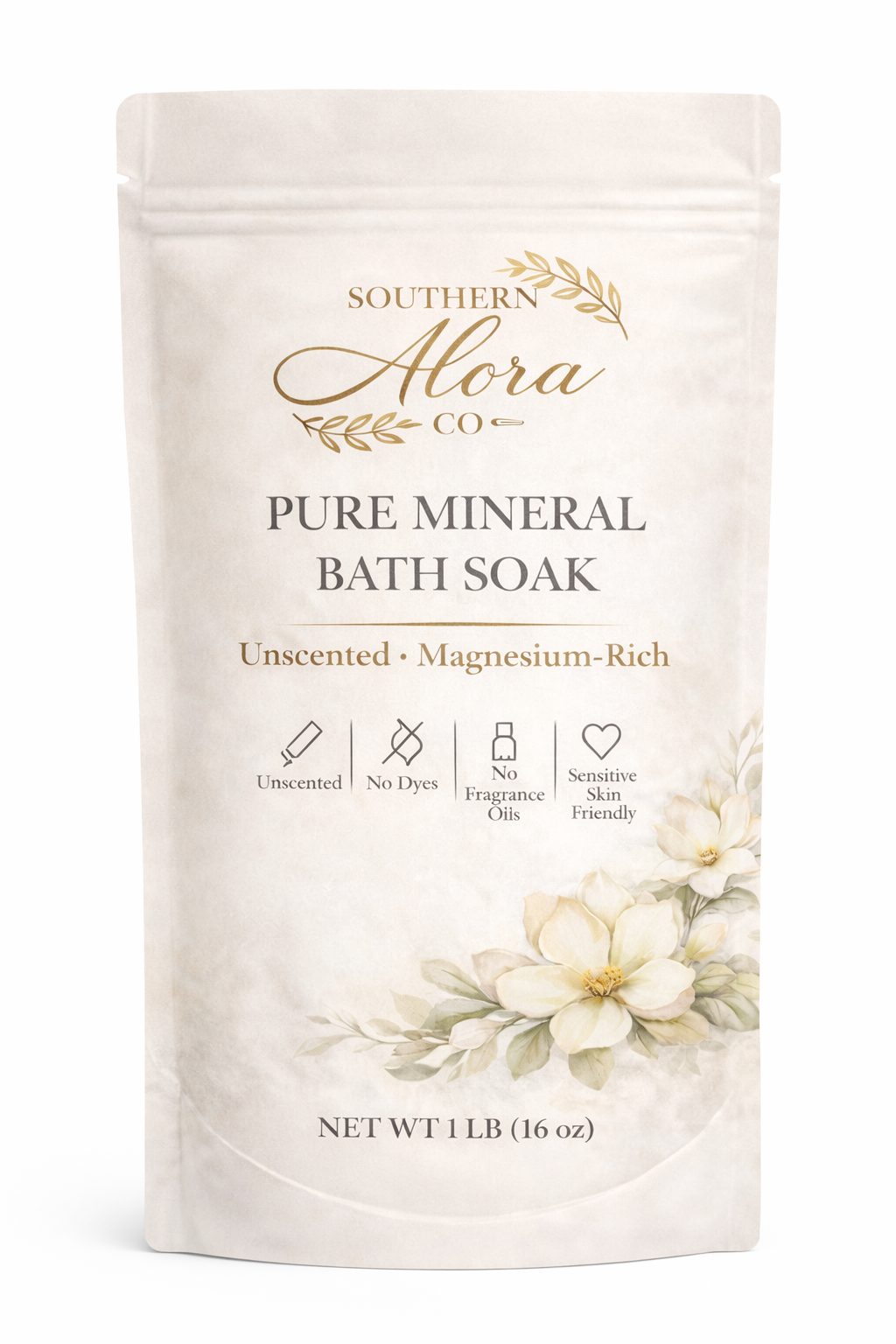 Pure Mineral Bath Soak – Unscented & Magnesium-Rich | 1 lb