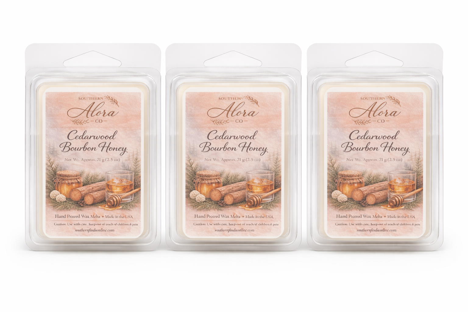 Cedarwood Bourbon Honey Wax Melts – 3 Pack