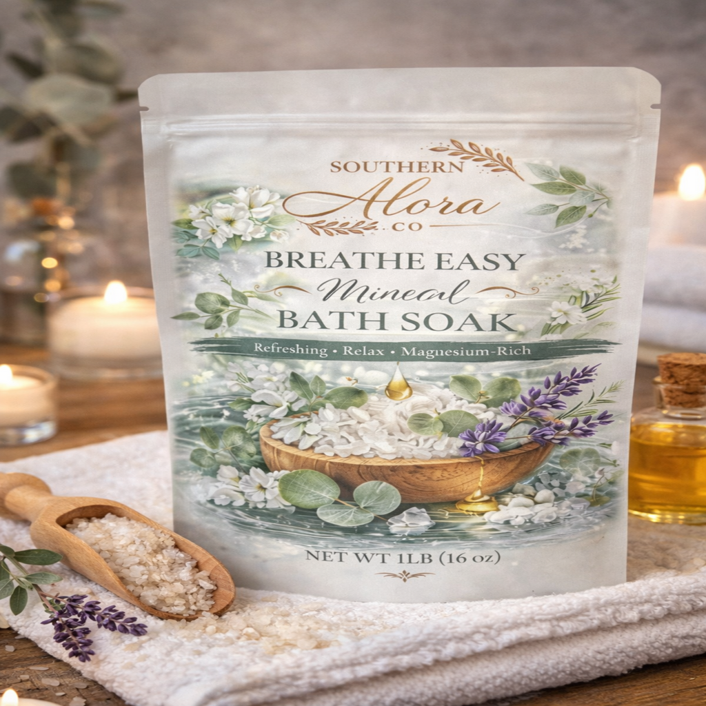Breathe Easy Mineral Bath Soak | Eucalyptus & Lavender | Magnesium-Rich Relaxation | 1 lb