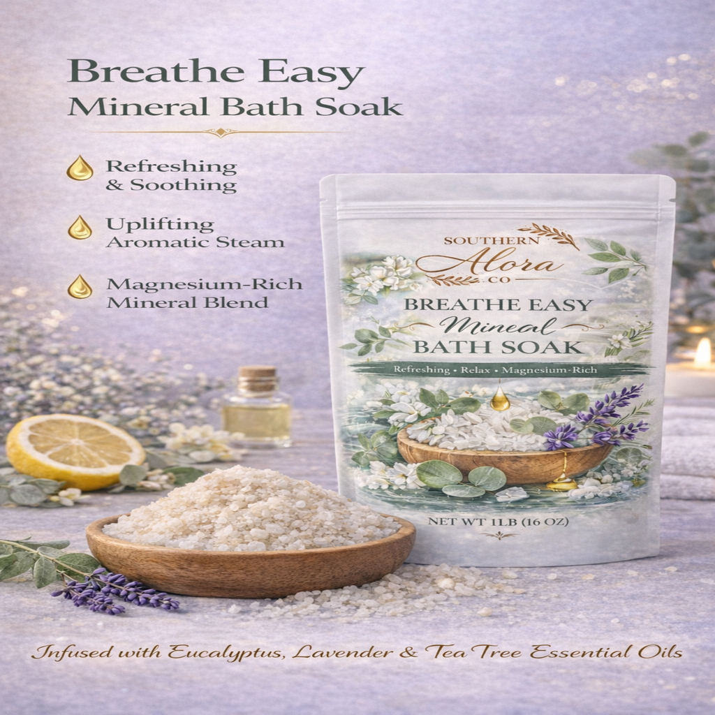Breathe Easy Mineral Bath Soak | Eucalyptus & Lavender | Magnesium-Rich Relaxation | 1 lb