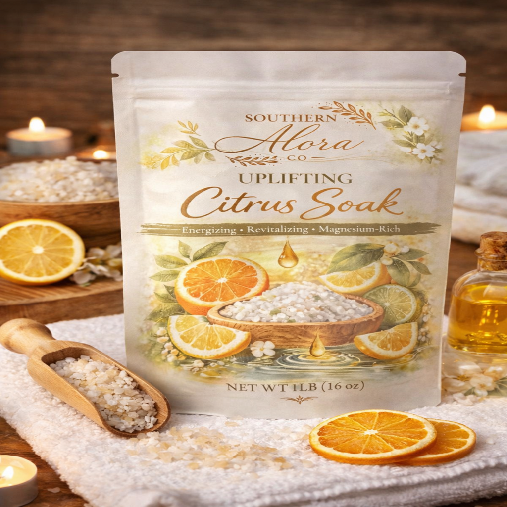 Uplifting Citrus Mineral Bath Soak | Orange & Lemon | Energizing Magnesium Bath | 1 lb
