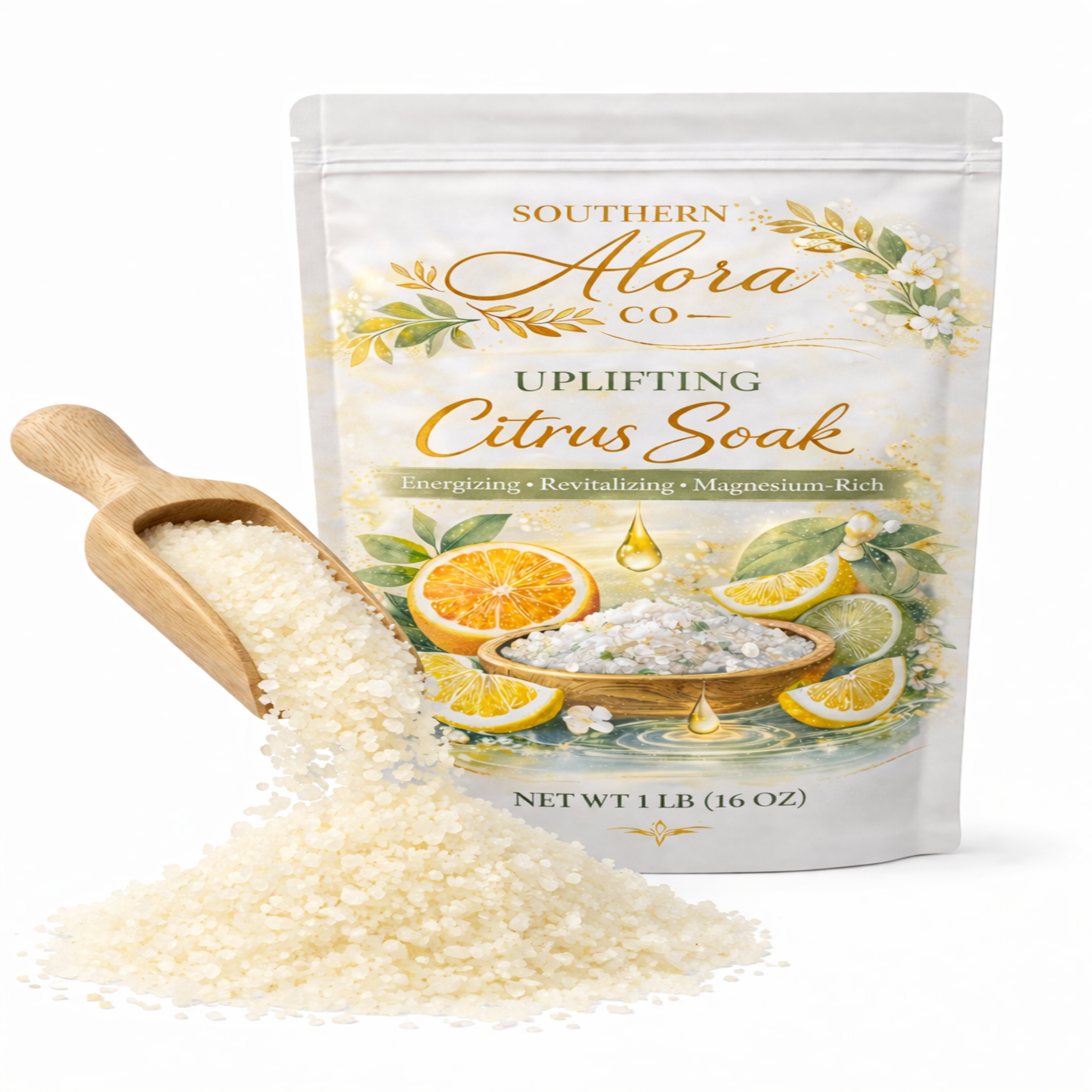 Uplifting Citrus Mineral Bath Soak | Orange & Lemon | Energizing Magnesium Bath | 1 lb