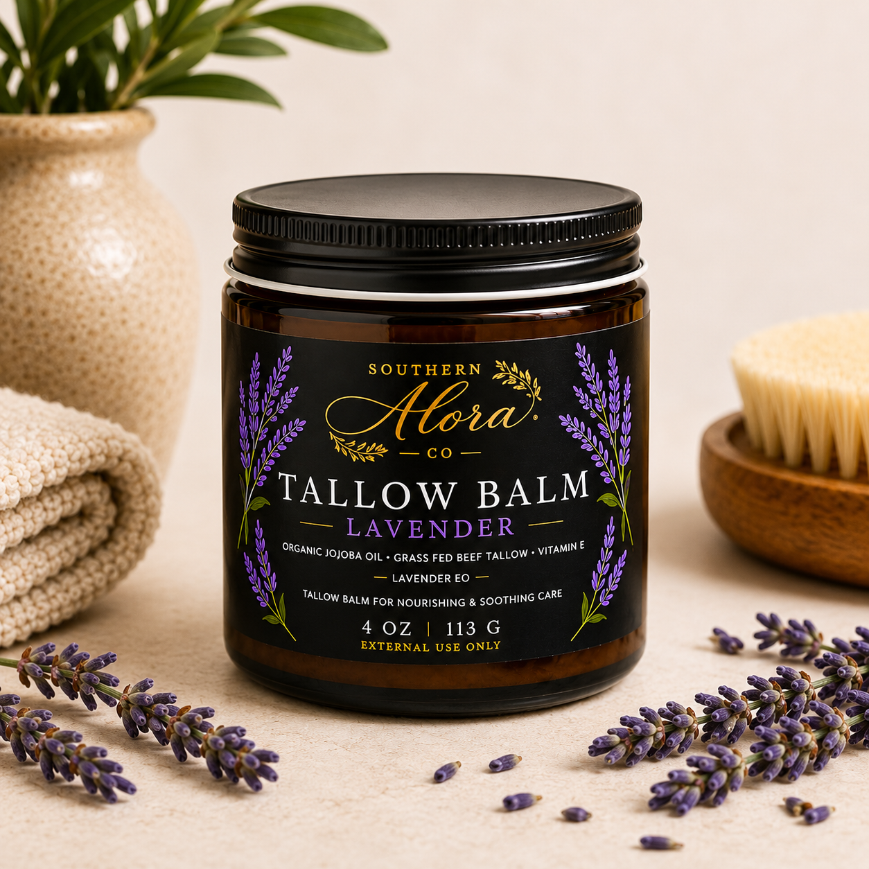 Lavender Tallow Balm – Grass Fed Beef Tallow & Organic Jojoba Oil | 4 oz