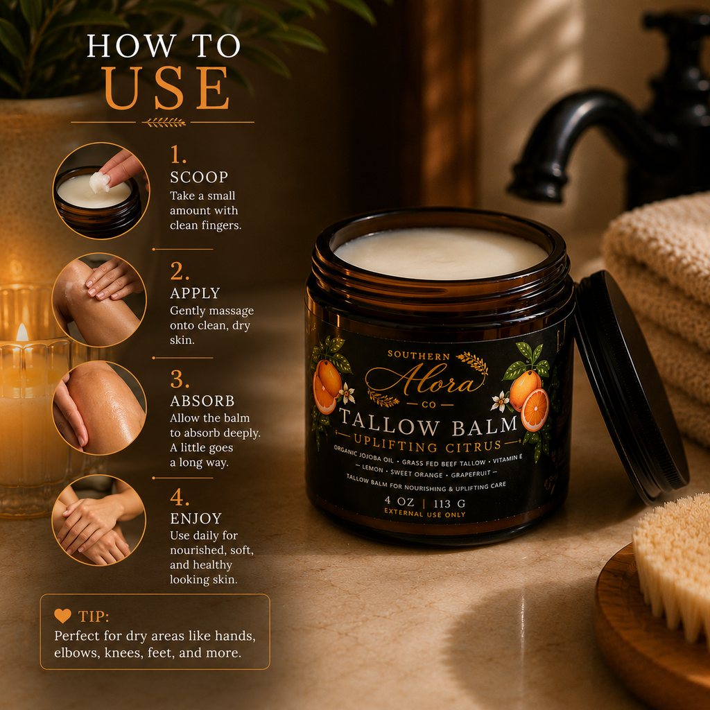Lavender Tallow Balm – Grass Fed Beef Tallow & Organic Jojoba Oil | 4 oz