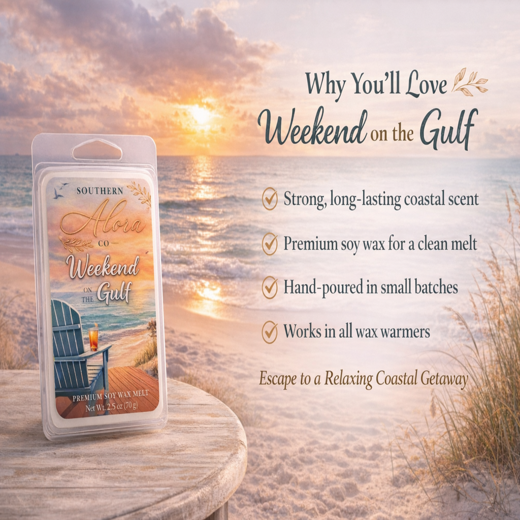 Weekend on the Gulf – Premium Soy Wax Melt | Fresh Coastal Beach Scent | Southern Alora Co