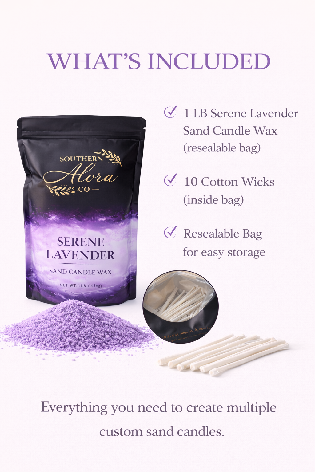 Serene Lavender Sand Candle Wax – Luxury Coastal Candle Experience | Southern Alora Co