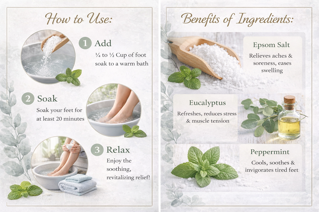 Cooling Mint Foot Soak – Epsom Salt with Peppermint & Eucalyptus (1 lb)