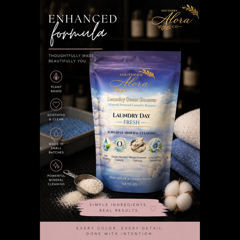 Southern Alora Laundry Scent Booster – Laundry Day Fresh | Oxygen Boost Formula | Odor Eliminator + Deep Cleaning Mineral Powder | Long-Lasting Freshness | HE Safe (1 lb