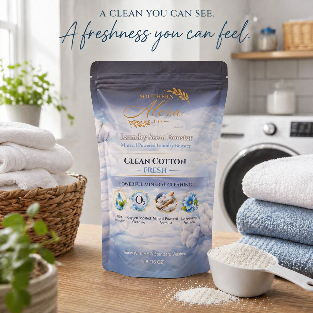 Southern Alora Laundry Scent Booster – Laundry Day Fresh | Oxygen Boost Formula | Odor Eliminator + Deep Cleaning Mineral Powder | Long-Lasting Freshness | HE Safe (1 lb