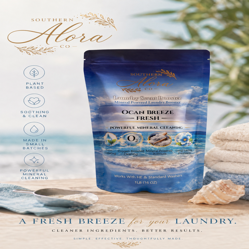 Southern Alora Laundry Scent Booster – Ocean Breeze Fresh  | Oxygen Boost Formula | Odor Eliminator + Deep Cleaning Mineral Powder | Long-Lasting Freshness | HE Safe (1 lb