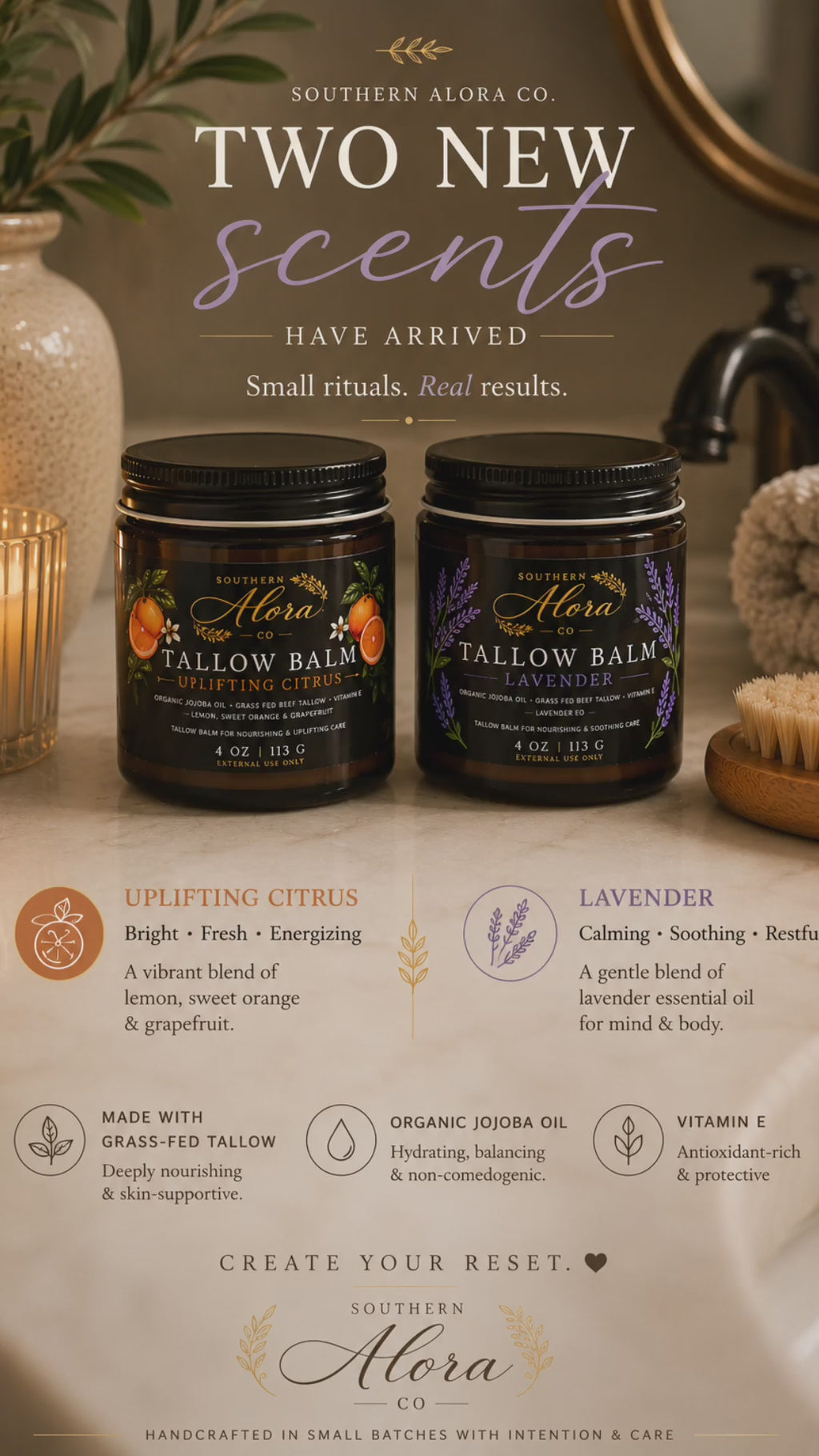 Lavender Tallow Balm – Grass Fed Beef Tallow & Organic Jojoba Oil | 4 oz