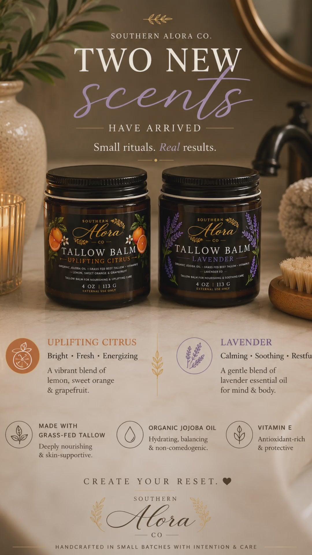 Lavender Tallow Balm – Grass Fed Beef Tallow & Organic Jojoba Oil | 4 oz