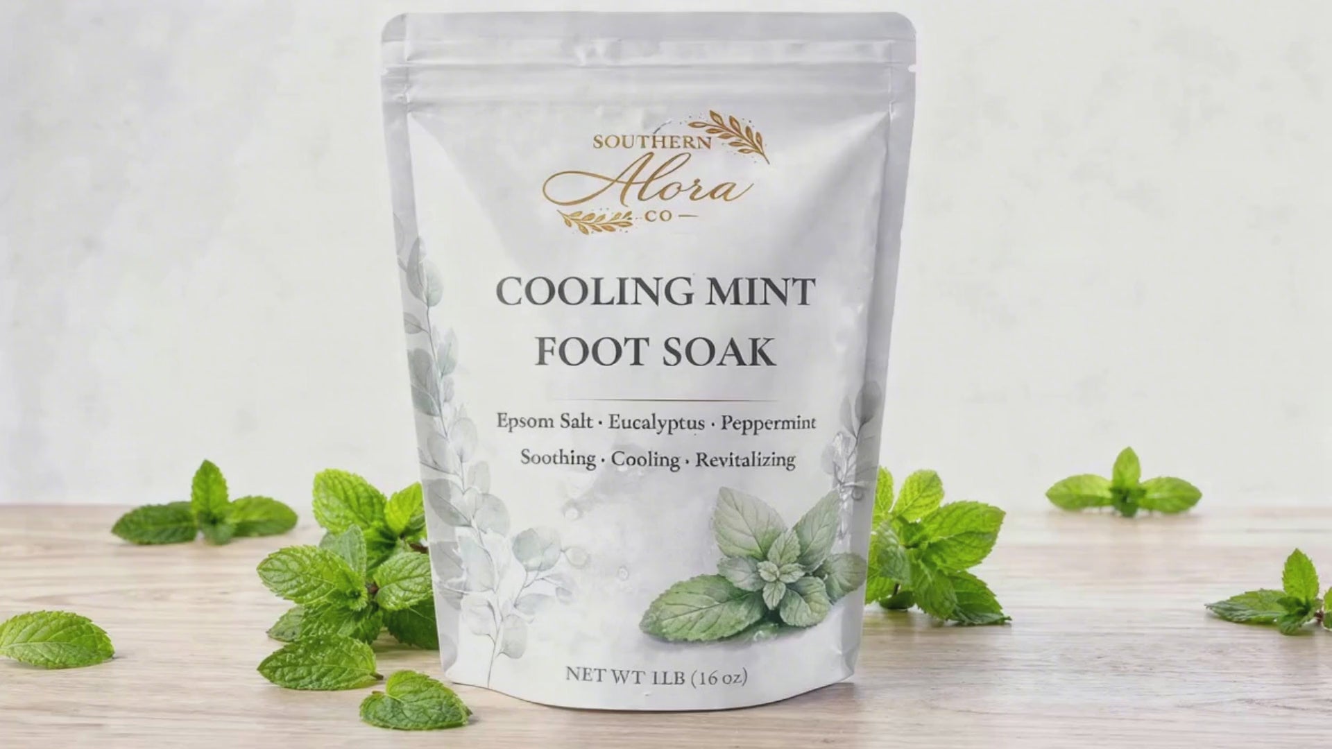 Cooling Mint Foot Soak – Epsom Salt with Peppermint & Eucalyptus (1 lb)