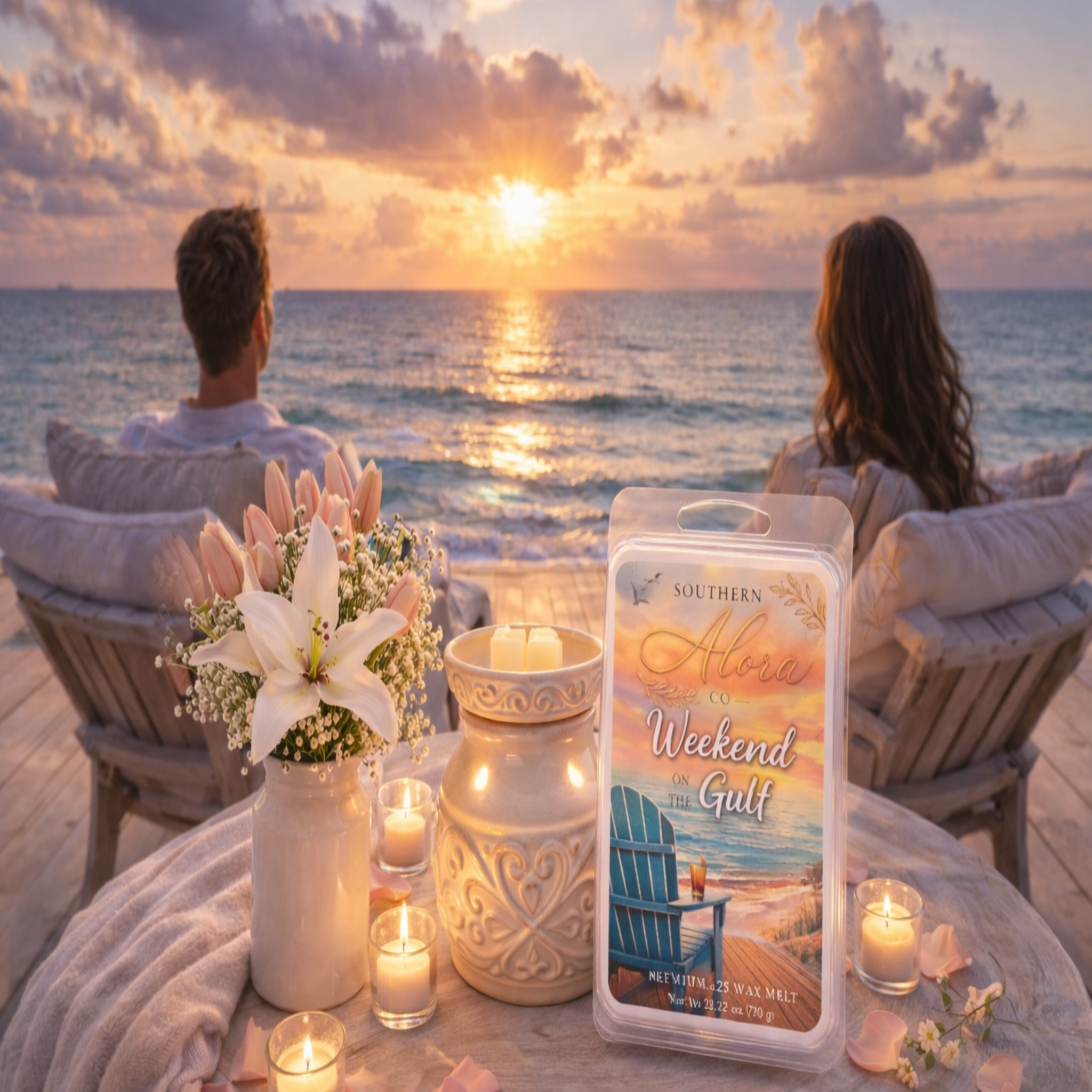 Weekend on the Gulf – Premium Soy Wax Melt | Fresh Coastal Beach Scent | Southern Alora Co